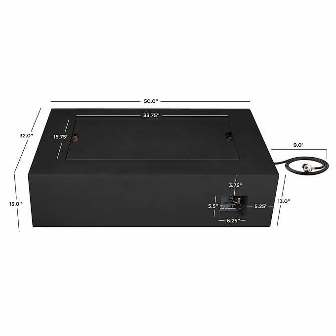 Real Flame Monaco 50" Rectangle Steel Propane or Natural Gas Fire Pit Table