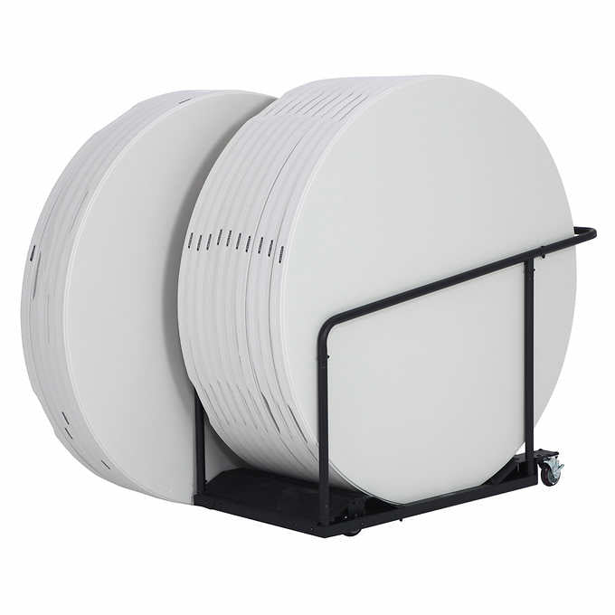 Lifetime 60" Round Table White or Beige, with Cart, 15-pack