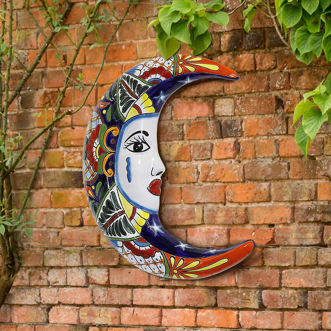 Talavera Style La Luna Ceramic Wall Art