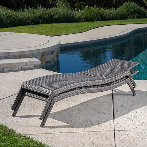 SunVilla Nora Woven Chaise Lounge with Wheels, 2-pack