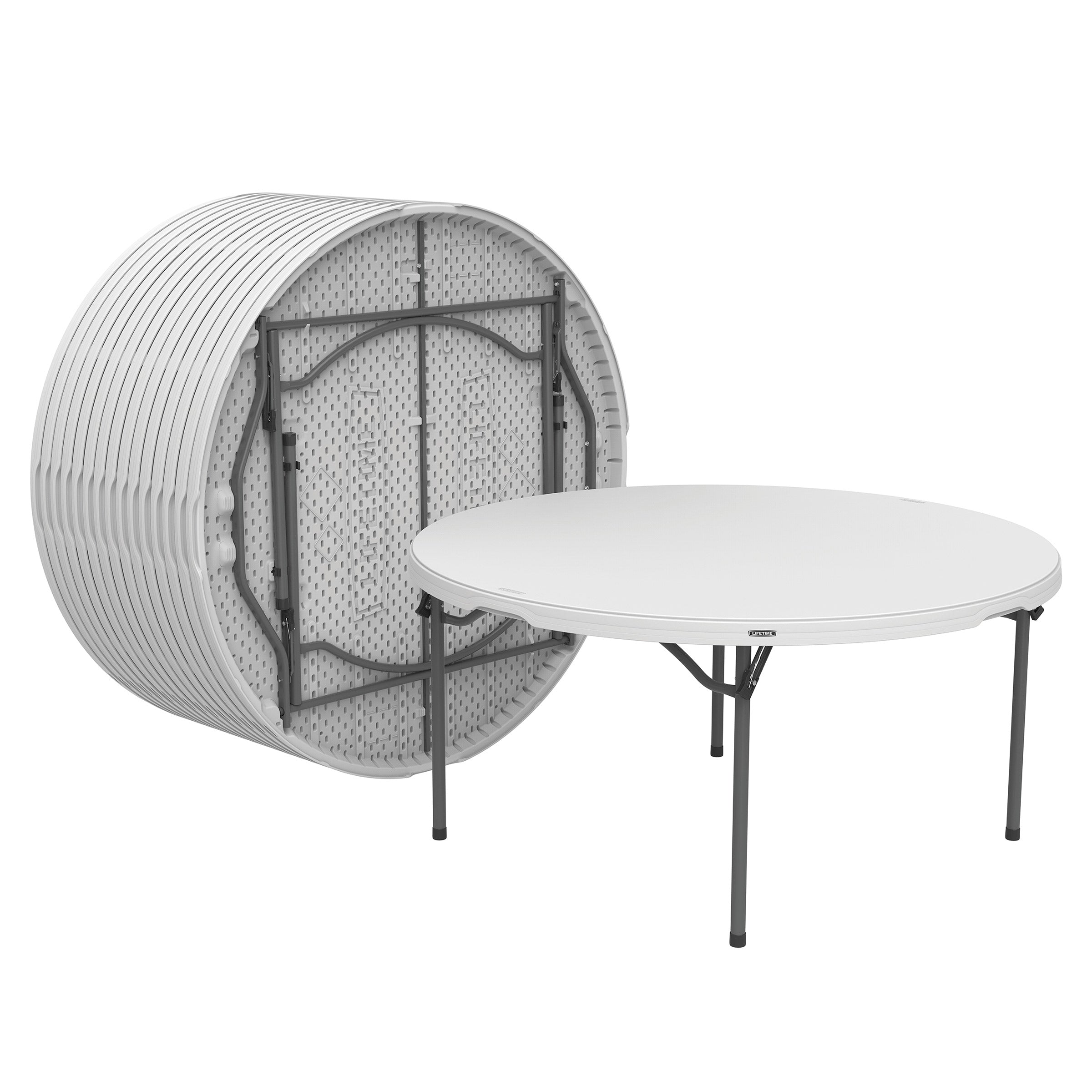 Lifetime 60" Round Table White or Beige, with Cart, 15-pack