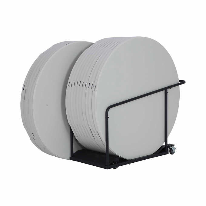 Lifetime 60" Round Table White or Beige, with Cart, 15-pack