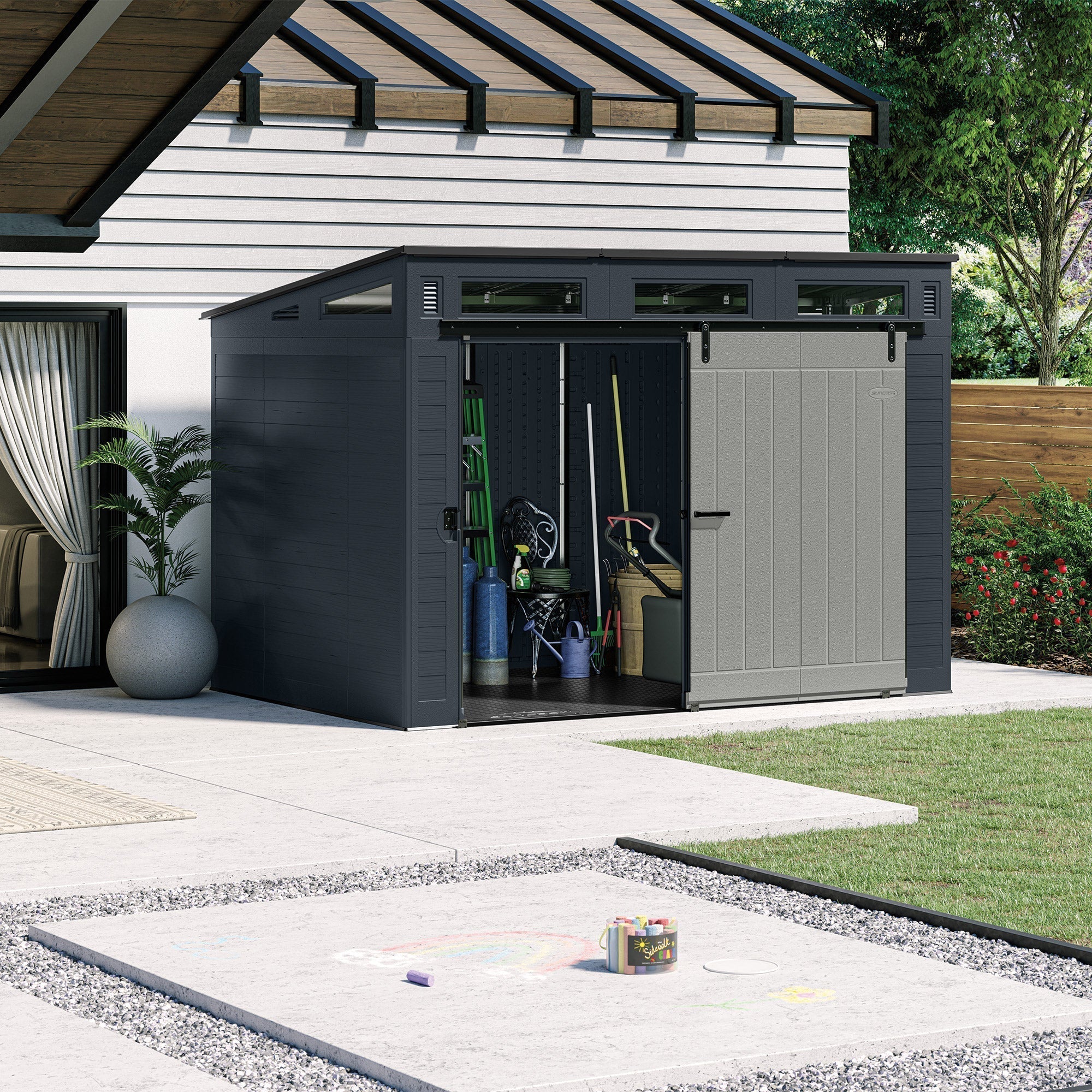 Suncast Modernist 10ft x 7ft. Sliding Door Storage Shed