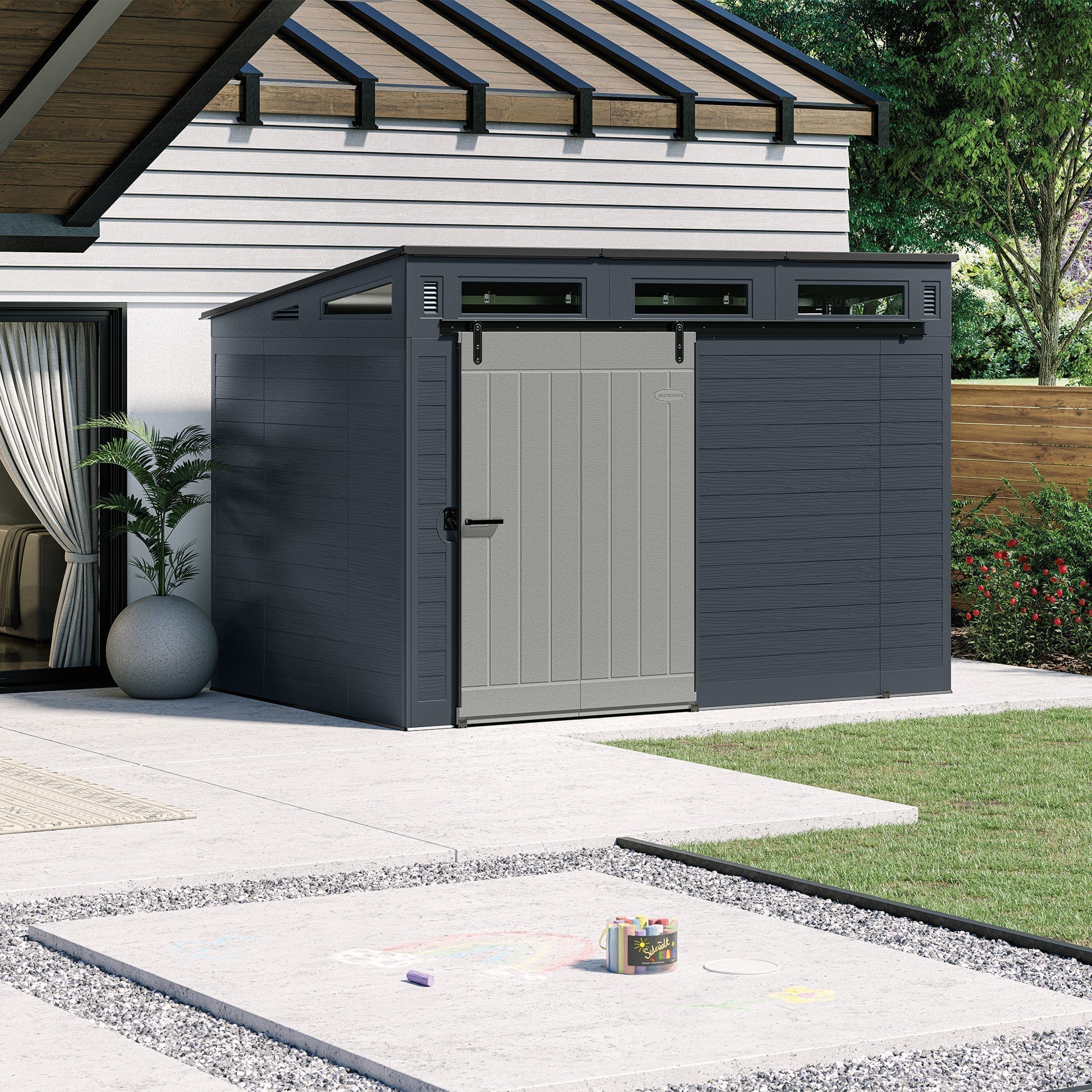 Suncast Modernist 10ft x 7ft. Sliding Door Storage Shed